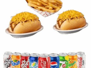 2 Coney Cheese Hot Dog 1 Fry And 1 Drink