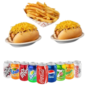 2 Coney Cheese Hot Dog 1 Fry And 1 Drink