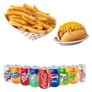 Coney Cheese Hot Dog Fries And Drink