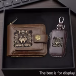 brown wallet black key chain