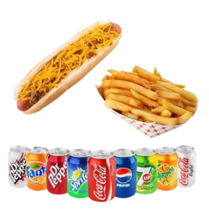 Foot Long Coney Cheese Hot Dog Fries And Drink