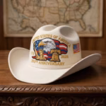 250th Anniversary American Flag & Eagle Embroidered Cowboy Hat white