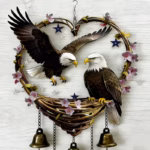 Large Eagle patterned Wind Chime Set with Bells 2