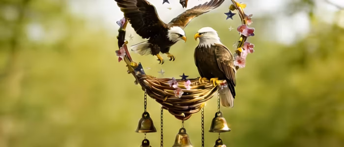 Large Eagle patterned Wind Chime Set with Bells 3