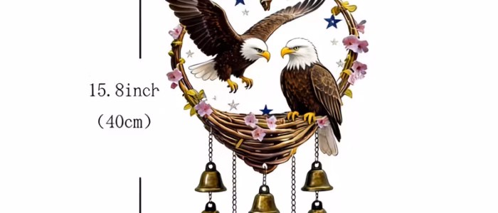Large Eagle patterned Wind Chime Set with Bells 4
