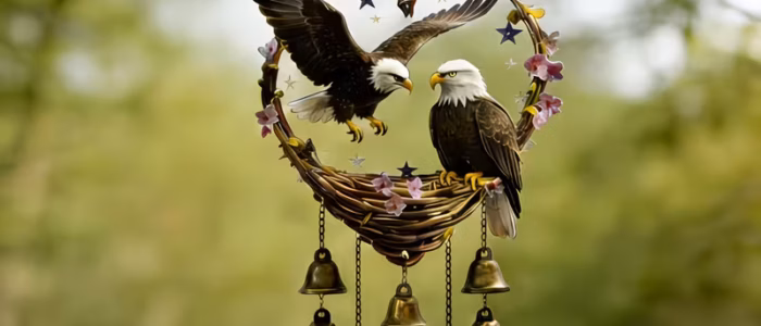 Large Eagle patterned Wind Chime Set with Bells 5