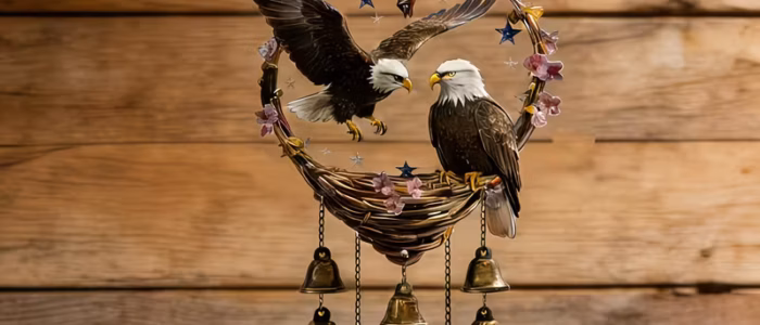 Large Eagle patterned Wind Chime Set with Bells 6