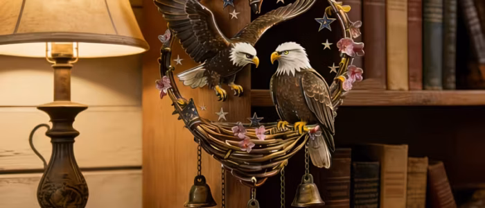 Large Eagle patterned Wind Chime Set with Bells 8