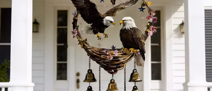 Large Eagle patterned Wind Chime Set with Bells 9